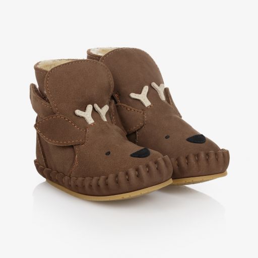 Donsje-Brown Leather Stag Boots | Childrensalon