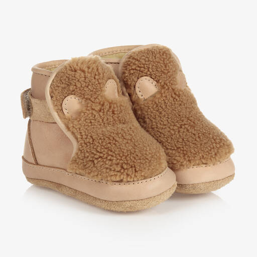 Donsje-Brown Leather Teddy Shoes | Childrensalon