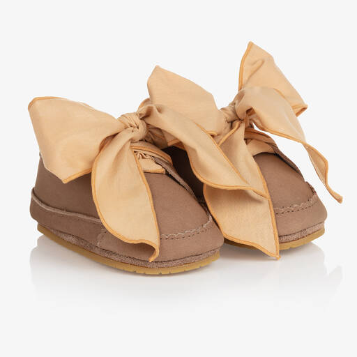 Donsje-حذاء جلد شامواه لون بني لمرحلة قبل المشي | Childrensalon