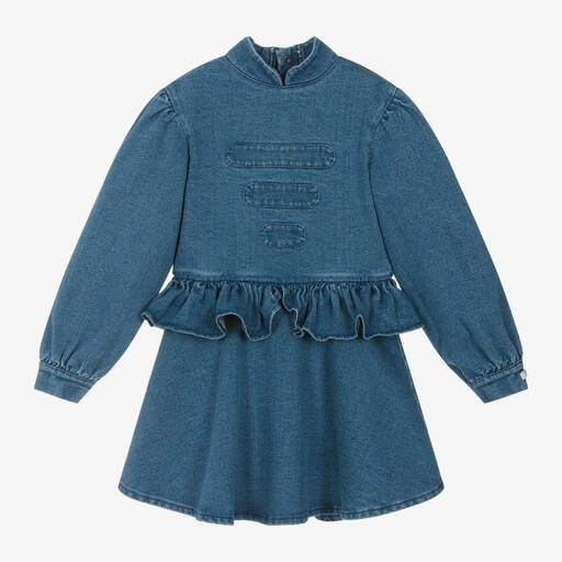Donsje-Girls Blue Denim Dress | Childrensalon