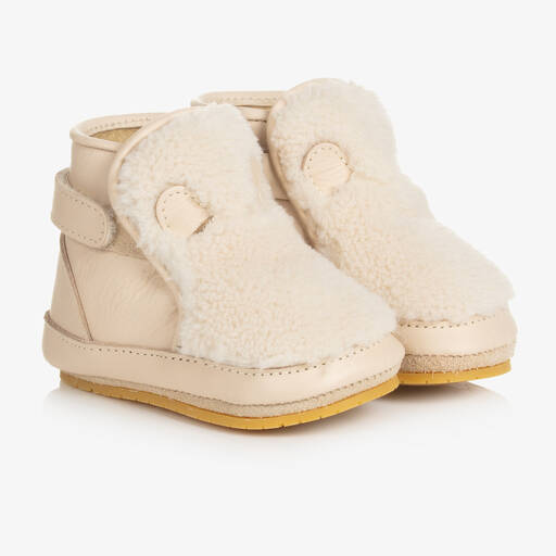 Donsje-Кремовые кожаные ботинки Медвежонок | Childrensalon