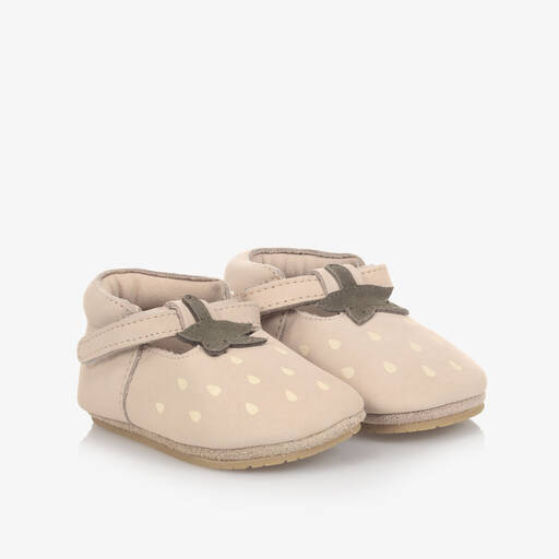 Donsje-حذاء جلد لون زهري للمولودات | Childrensalon