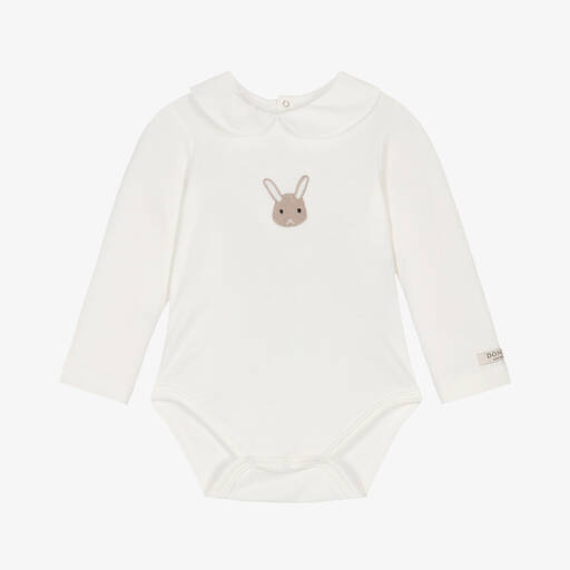 Donsje-Ivory Cotton Bunny Bodysuit | Childrensalon
