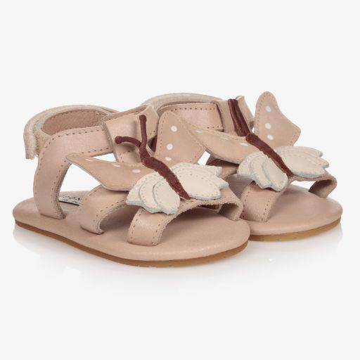 Donsje-Pink Leather Baby Sandals | Childrensalon