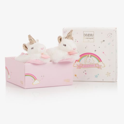 Doudou et Compagnie-Plush Rattle Baby Slippers | Childrensalon