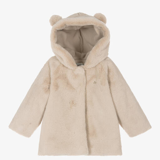 Dr. Kid-Baby Beige Faux Fur Hooded Jacket | Childrensalon