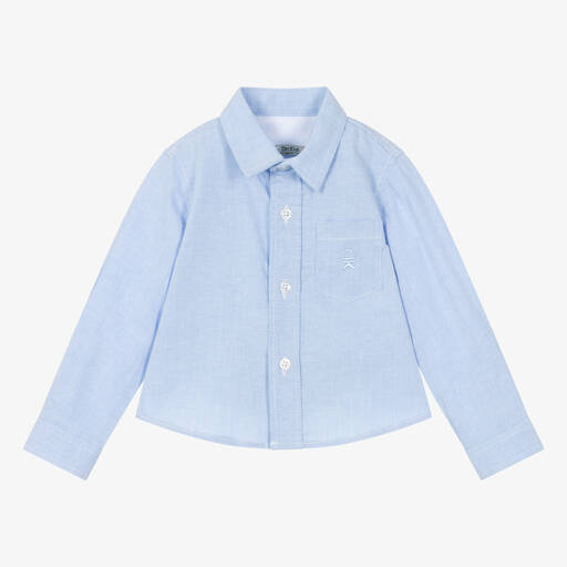 Dr. Kid-قميص مزيج قطن أكسفورد لون أزرق فاتح للأولاد  | Childrensalon