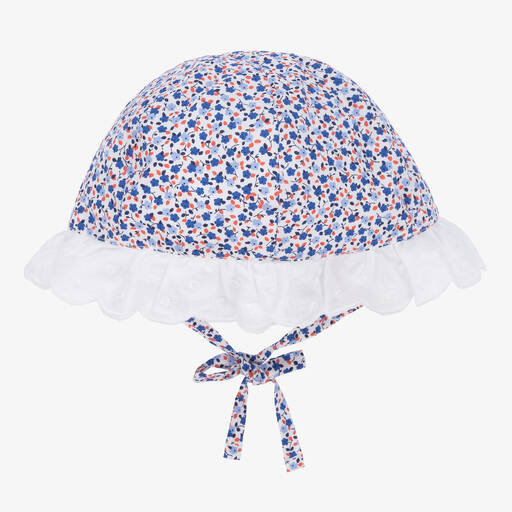 Dr. Kid-Baby Girls Blue Floral Cotton Hat | Childrensalon