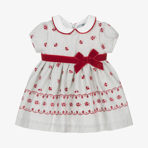 Dr. Kid-Baby Girls Grey Floral Dress | Childrensalon