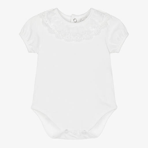 Dr. Kid-Baby Girls White Cotton Bodysuit | Childrensalon