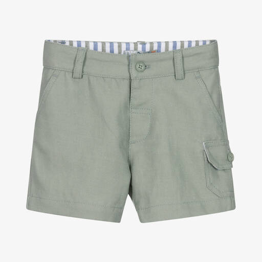 Dr. Kid-Boys Sage Green Cotton & Linen Shorts | Childrensalon