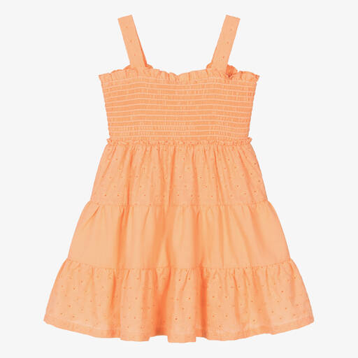 Dr. Kid-Girls Orange Broderie Anglaise Dress | Childrensalon
