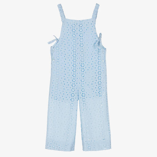Dr. Kid-Girls Pastel Blue Embroidered Jumpsuit | Childrensalon