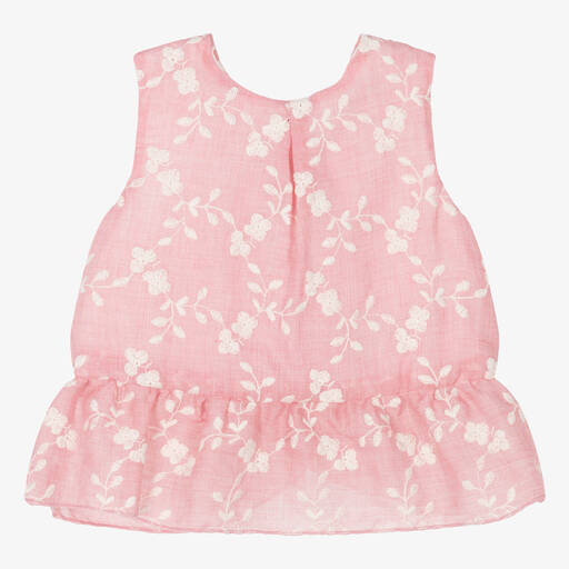 Dr. Kid-Girls Pink Embroidered Cotton Blouse | Childrensalon