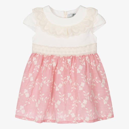 Dr. Kid-Girls Pink Embroidered Cotton Dress | Childrensalon