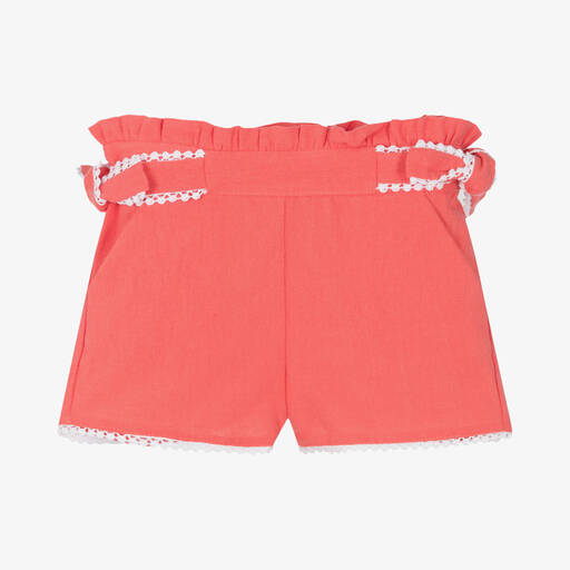 Dr. Kid-Girls Red Linen & Cotton Shorts | Childrensalon