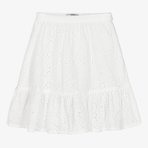 Dr. Kid-Girls White Broderie Anglaise Skirt | Childrensalon