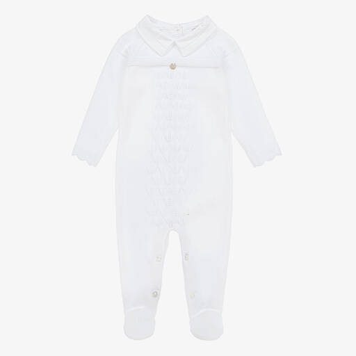 Dr. Kid-White Cotton Knit Babygrow | Childrensalon