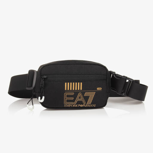 EA7 Emporio Armani-Black Cavas Belt Bag (16cm) | Childrensalon
