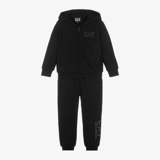 EA7 Emporio Armani-Survêtement noir en coton garçon | Childrensalon