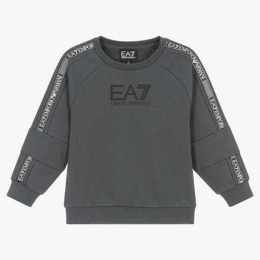 EA7 Emporio Armani-Boys Grey Cotton Sweatshirt | Childrensalon