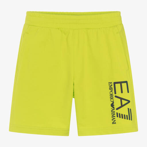 EA7 Emporio Armani-Boys Lime Green EA7 Cotton Shorts | Childrensalon