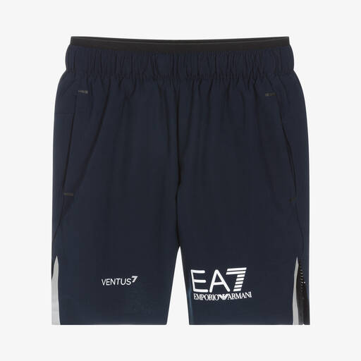 EA7 Emporio Armani-Boys Navy Blue Sport Shorts | Childrensalon
