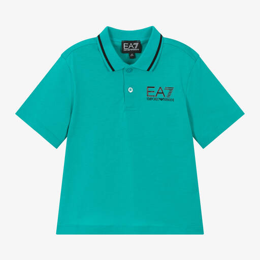 EA7 Emporio Armani-توب بولو قطن لون أخضر فاتح للأولاد | Childrensalon