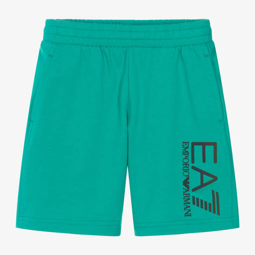 EA7 Emporio Armani-Boys Sea Green EA7 Cotton Shorts | Childrensalon