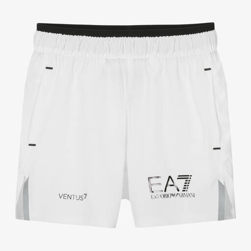 EA7 Emporio Armani-Boys White VENTUS7 Sports Shorts | Childrensalon