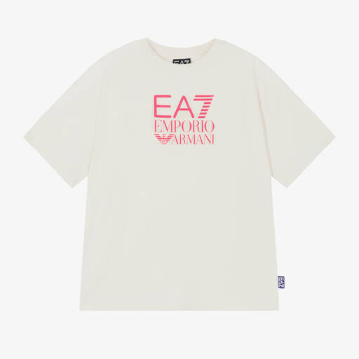 EA7 Emporio Armani-Girls Beige Jersey EA7 T-Shirt | Childrensalon
