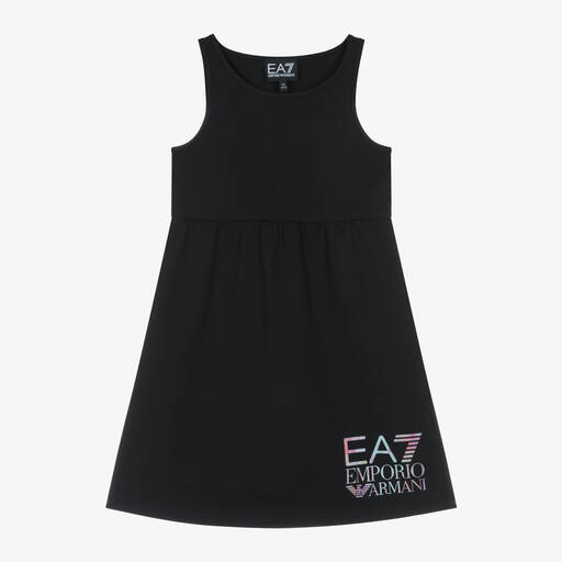 EA7 Emporio Armani-Girls Black Jersey Dress | Childrensalon