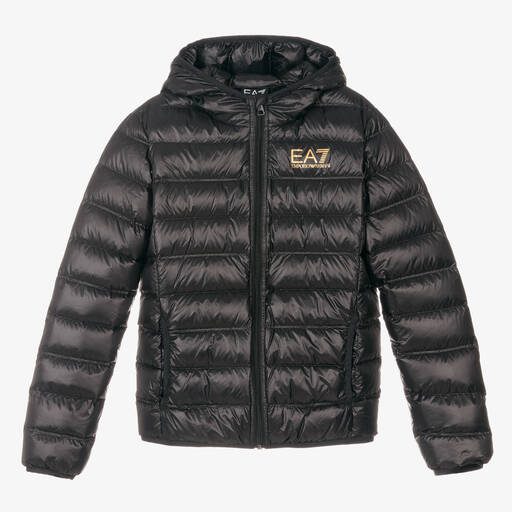 EA7 Emporio Armani-Teen Boys Black Packable Puffer Jacket | Childrensalon