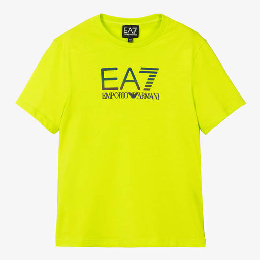 EA7 Emporio Armani-T-shirt vert en coton EA7 ado garçon | Childrensalon