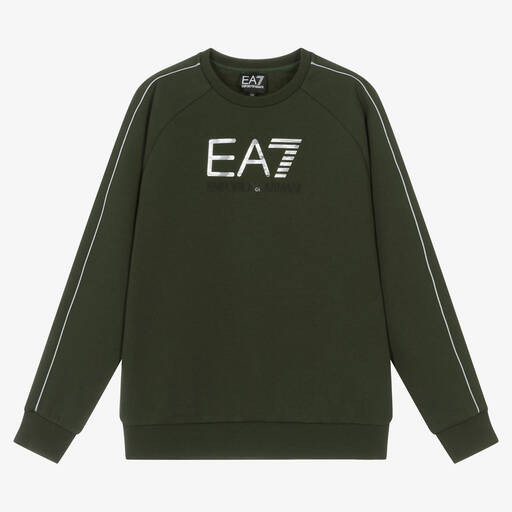 EA7 Emporio Armani-Teen Boys Green Cotton Sweatshirt | Childrensalon