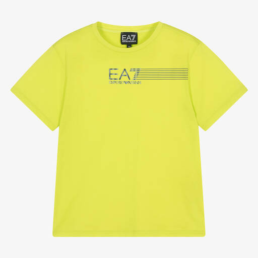 EA7 Emporio Armani-Teen Boys Lime Green Cotton EA7 T-Shirt | Childrensalon