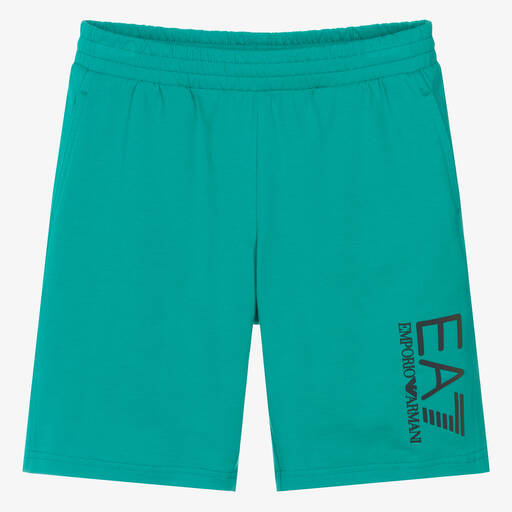 EA7 Emporio Armani-Teen Boys Sea Green EA7 Cotton Shorts | Childrensalon