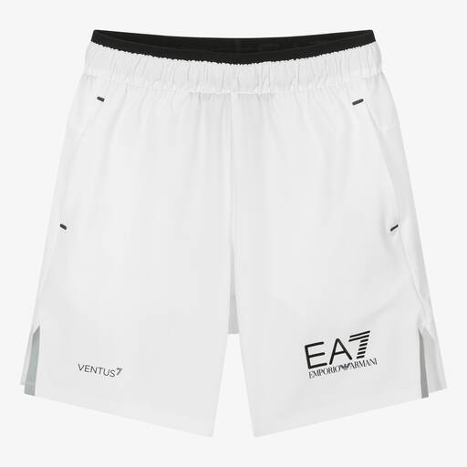 EA7 Emporio Armani-Teen Boys White VENTUS7 Sports Shorts | Childrensalon