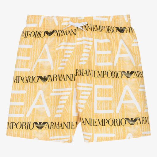 EA7 Emporio Armani-Teen Boys Yellow EA7 Swim Shorts | Childrensalon