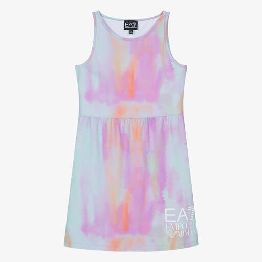 EA7 Emporio Armani-Teen Girls Pink Pastel Ombré Jersey Dress | Childrensalon