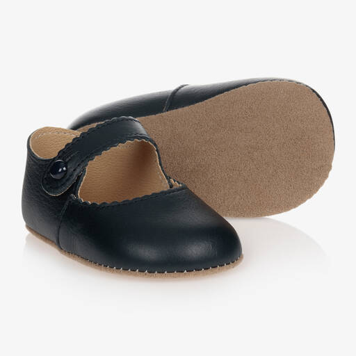 Early Days-Baby Girls Blue Leather Pre-Walker Shoes | Childrensalon