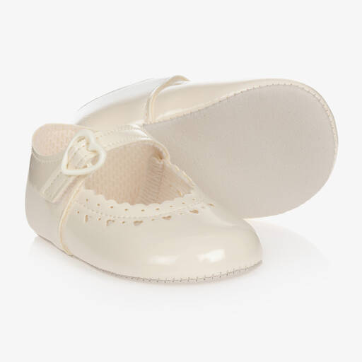 Early Days-Baby Girls Ivory Patent Pre-Walker Shoes | Childrensalon