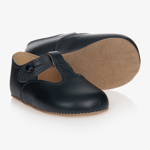 Early Days-Blue Leather Pre-Walker Shoes | Childrensalon