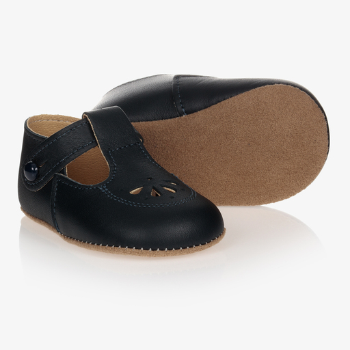 Early Days-Blue Leather Pre-Walker Shoes | Childrensalon