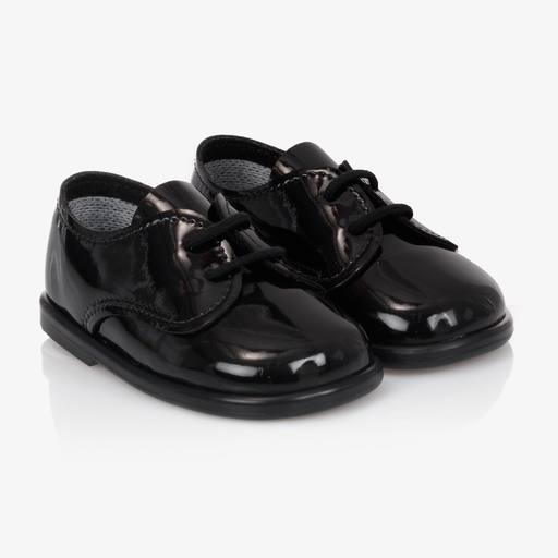 Early Days-Boys Black First Walker Shoes | Childrensalon
