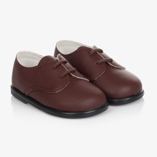 Early Days-حذاء جلد صناعي لون بني لمرحلة بدء المشي للمواليد | Childrensalon