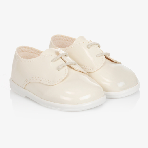 Early Days-حذاء جلد صناعي لون عاجي لمرحلة بدء المشي للمواليد | Childrensalon