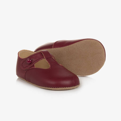 Early Days-حذاء جلد لون أحمر لمرحلة قبل المشي للمواليد | Childrensalon