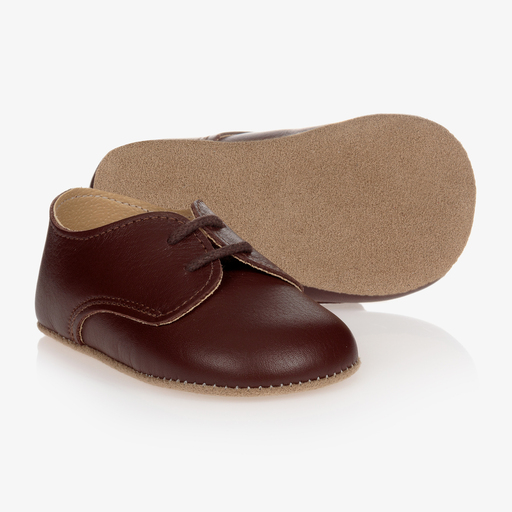 Early Days-Brown Leather Pre-Walker Shoes | Childrensalon
