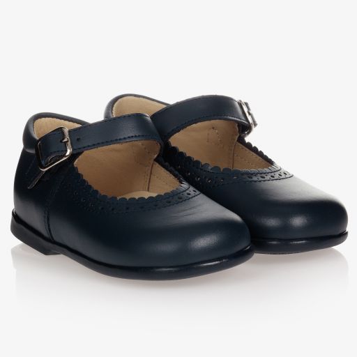 Early Days-Girls Navy Blue Leather Shoes | Childrensalon